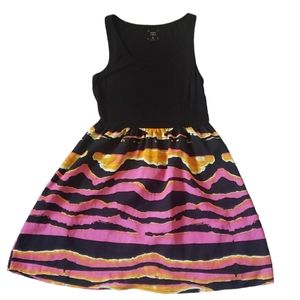 Stripped Dress. Early 2000's Dress. Vintage. Black, Pink, Orange. Medium